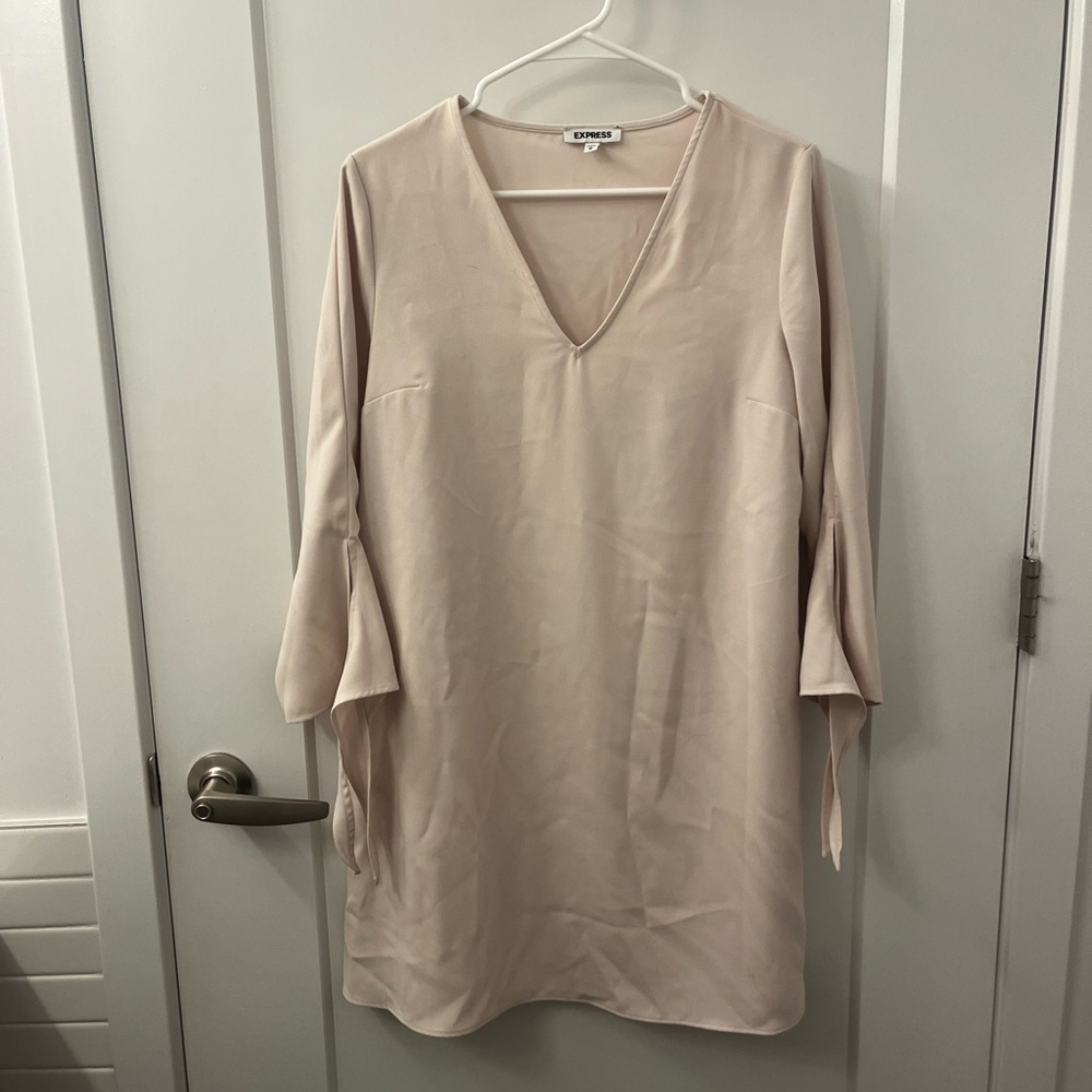 Express Light Pink Dress with Tie Sleeves